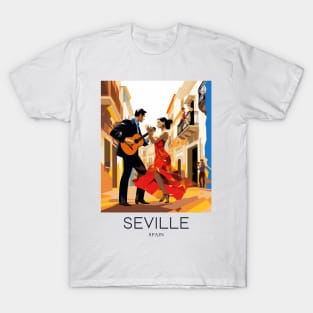 A Pop Art Travel Print of Seville - Spain T-Shirt